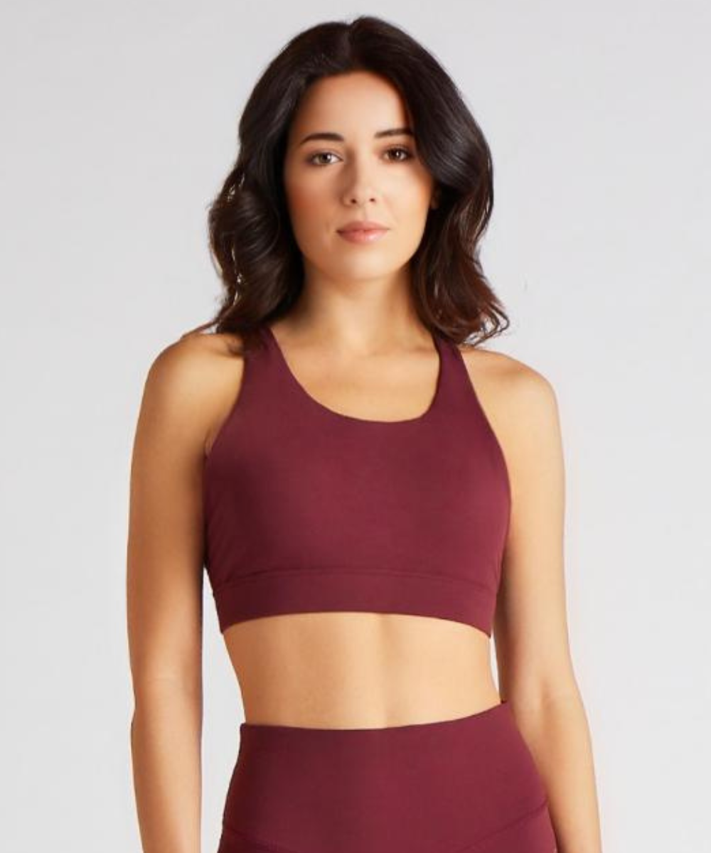 Kurve Women's Sport Bra Top - Seamless Bandeau Padded Bras Crop Tank Tops  Stretch Bralette with Removable Pad (Made in USA) Burgundy at   Women's Clothing store