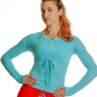 Stay Stylish and Protected with Our Tech V-Neck Long Sleeve Cover-Up Topk –  SportPort Active
